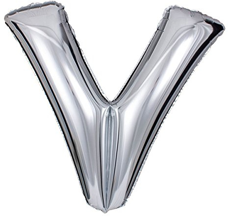 ballonfritz® Ballon Buchstabe V in SILBER - XXL 40/102cm - Folienballons für Luft oder Helium als Geburtstag, Jubiläum, Hochzeit oder Abschluss Geschenk, Party Dekoration oder Überraschung