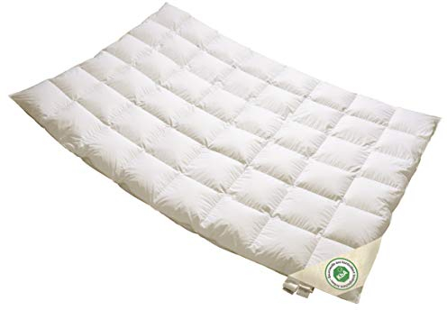 Vitaschlaf® Bio-Luxe-KBA Arktik Kälte-Daune W3 - LEICHT ÜBERGANGS-Daunendecke Deutsche Qualität mit KBA Einschütte 135 x 200 cm