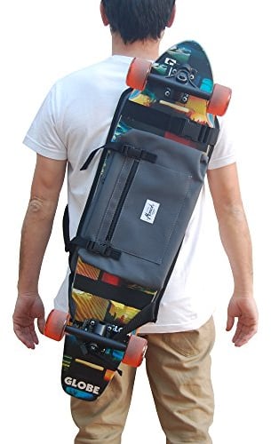 SKATE HOME Zaino per trasportare Il Longboard o surfskate in Modo Confortevole. Idee Regalo Copertura per Lo Skateboard. Colore Grigio