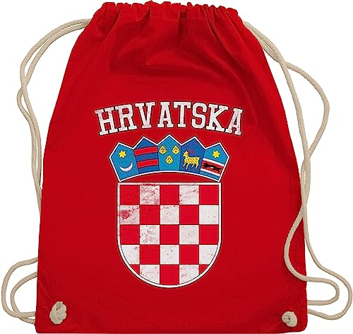 Shirtracer Turnbeutel Rucksack - Kroatien Wappen Hrvatska Krotatisch - Unisize - Rot - em fanartikel kroatische+flagge rucksäcke fußball fussball wm kroatische flagge bag 2024 fu ball