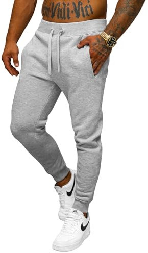 OZONEE Herren Jogginghose Hose Sport Trainingshose Sporthose Freizeithose Unifarbe Herrenhose Sweatpants Fitnesshose Sweathose Fußballhose Jogpants Joggpants JS/XW01 GRAU XL