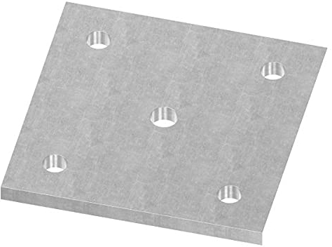 Fenau | Placa de anclaje | D: 120x120x8 mm | Acero (bruto) para soldar en/con agujeros taladrados para fijar en la pared o en el suelo