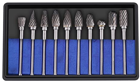 Juego de Fresas de Carburo 10 Piezas de Carburo de Tungsteno Rodamientos Giratorios de Acero Juego de Fresas Vástago de 3 Mm Diámetro del Cabezal de Corte de 6 Mm Para El Taladro(#2)