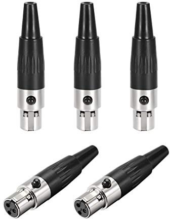 sourcing map 5pcs Mini 3-Pin XLR Female Connector,Microphone Mic Cable Plug Connector,Mic Audio Socket