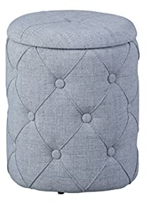 Inter Link - Aufbewahrungshocker - Wäschehocker - Hocker mit Stauraum - Hellgrau - Steppstoff - Yapak