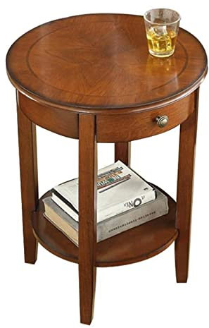 QRFDIAN Tavolino Comodino da camera da letto country americano retrò da camera da letto Mobile classico rotondo in legno massello decorativo europeo Tavoli Nest (Color : B)