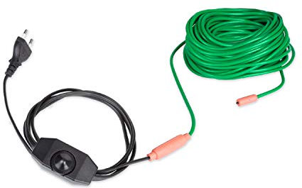 Waldbeck Greenwire Select 20 - Cavo Termico per Piante, Cavo Riscaldante, 20 m+2 m Cavo d'Alimentazione, Termostato, 5-25 °C sopra la Temperatura Ambiente, Riscaldamento:6 W/m, Classe Protezione:IP68