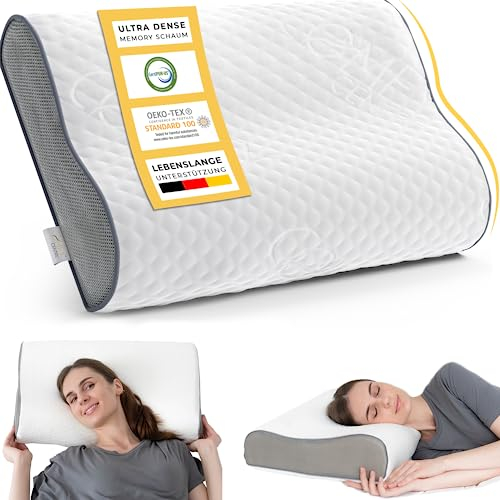 COMFYCENTRE Orthopädisches Nackenkissen aus Memory Foam 40x60cm - Ergonomisches Kopfkissen - Seitenschläferkissen - Nackenstützkissen - Perfekt für Nackenschmerzen, Migräne und Schnarchen