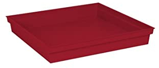 EDA - Soucoupe Carrée Toscane 40 cm - pour Pot de Fleur Carré Toscane 50 cm - 40 x 40 x H.5,9 cm - Rouge Rubis