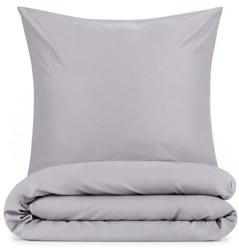 Blumtal Bettwäsche 200x220cm + 2X 40x80cm Kopfkissenbezug - Oeko-TEX zert. Mikrofaser Bettwäsche Set - Mikrofaser Bettbezug bis 95 °C - Deckenbezug + Kissenbezug 3-teilig - Sommerbettwäsche Grau