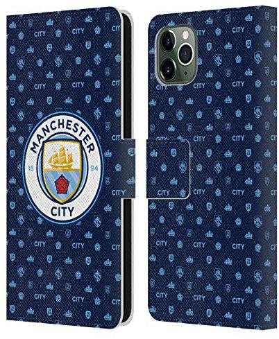 Head Case Designs Officially Licensed Manchester City Man City FC Dark Blue Patterns Leather Wallet Case Compatible With Apple iPhone 11 Pro Max