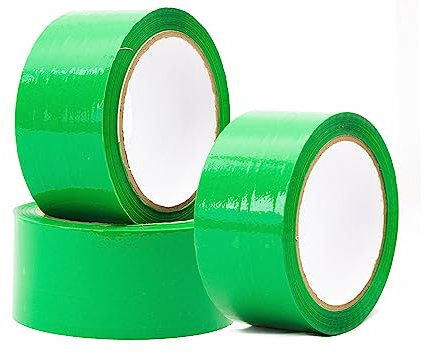 Nastro adesivo colorato a basso rumore, 50 mm x 66 m, per pacchi e scatole, resistente e colorato, per imballaggio, fornisce una tenuta forte, sicura e adesiva per le tue scatole (verde, 6 nastri)