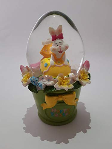 Glitzerkugel Osterei, grün, 12 cm, Schneekugel Glitterkugel Osterhase Blumentopf Geschenkidee