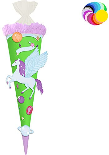 alles-meine.de GmbH Bastelset - Schultüte Farbe & Größe wählbar 70/85 / 100 cm - Einhorn - Pegasus - Farbe frei wählbar - Bastelschultüte - Zuckertüte zum selber Basteln Be..