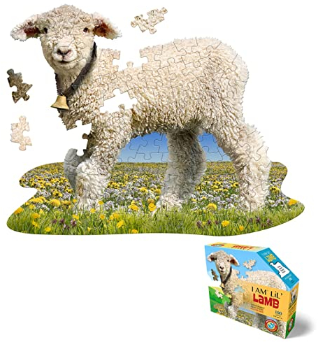 Madd Capp Shapepuzzle Junior, Konturpuzzle Lamm, 100 XL Teile Puzzle für Erwachsene und Kinder ab 5 Jahren