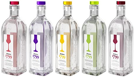 Sutterer 1799 tasting Set - 5x verschiedene Sorten Obstbrand je 0,5L (40% Vol) Kirschwasser Mirabellenbrand Williams-Christ Birnenbrand Himbeergeist Zwetschgenbrand - [Enthält Sulfite]