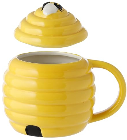 Puckator Bienenstock geformte Tasse aus Keramik mit Deckel