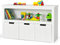 GYMAX Kids Storage Cabinet, Children Bookcase with Drawers & Large Open Shelf, Wooden Toy Organizer for Playroom Nursery Bedroom (White Top + 3 Drawers with Wheels, 102 x 33 x 62 cm)