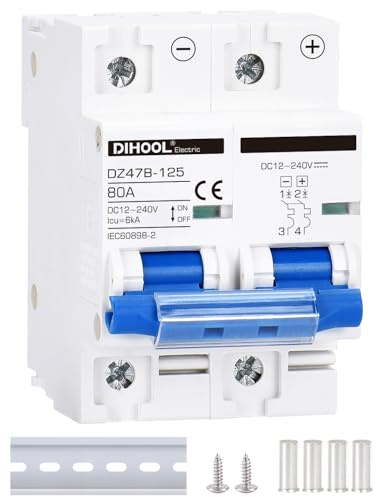 Disyuntor DC dz47 2P 80Amp 12V 24V 36V 48V DC MCB protección contra cortocircuitos aislador de interruptor de desconexión para panel solar batería UPS inversor fotovoltaico sistema fotovoltaico