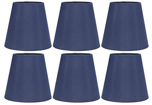 6er Set Clip on Lampenschirm Aufstecken, E14 Stoff Barrel Lampshades für Wandleuchte, Stehlampe, Kronleuchter Lampenaustausch, Decke Pendelleuchte(Blau)