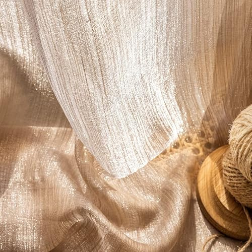 Lactraum Vorhang Wohnzimmer Luxus vergoldete Gardine Voile Braun H245 x B100 cm mit Ösen