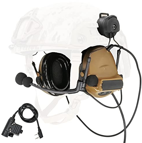 Heatangel Tactical Headset with Arc Rail Adapter Protection auditif avec des coussinets d'oreille en gel pour Airsoft Sports