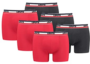 Levi's Herren Sportswear Logo Men's Boxer Briefs (6 Pack) Boxer Shorts, Farbe:Red/Black, Bekleidungsgröße:XL