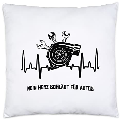 Hey!Print Mein Herz Schlägt Für Autos Kissen Inkl Füllung Autofans Benzin Im Blut Autonarr Liebhaber Autofreak Geschenkidee Schrauber