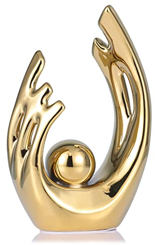 LCCCK 24.1 cm hoch, goldene Dekoration, Akzente Mitte des Jahrhunderts, moderner goldfarbener Couchtisch, Tafelaufsatz, Dekoration, luxuriöse goldene Wanddekoration, TV-Ständer-Dekorationen