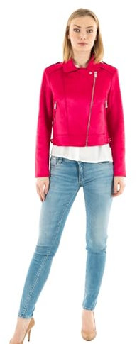 Morgan Chaqueta recta efecto de antelina Fucsia 42