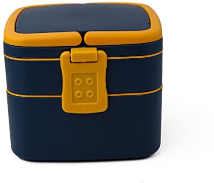 DIVCHI Lunch Box Meal Holder 2 Compartments Bento Boxes With Spoon & Fork Food Storage Dishwasher & Freezer Safe Lunchbox With Carry Handle for Men Women & kids (Blue)