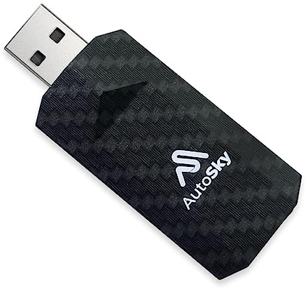 AutoSky Wireless CarPlay Adapter 2023 Pro Slim Edition - Smallest Latest and Fastest Wireless CarPlay Adapter - Factory Wired CarPlay Cars - USB-A and USB-C Cable