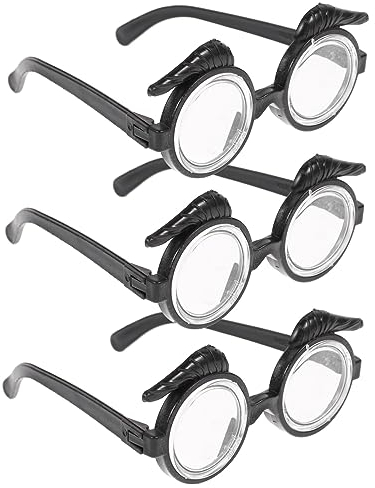HOMSFOU 3st Schwarzes Brillengestell Chipmunk-ohren-stirnband Augenbrauen Brille Ney Brille Mit Nase Verkleiden Wo Ist Das Waldo-kostüm? Urlaubskostüm Brille Plastik Clown Glas Kind