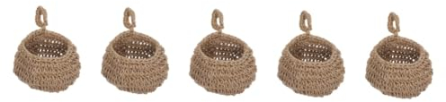 HOMSFOU 5st Hängender Obstkorb Wandhaken Für Obst Organizer Für Wäschekörbe Wandhängender Korb Weidenknoblauchhalter Jute-obstkorb Hängender Aufbewahrungskorb Weben Betäuben Wäschekasten