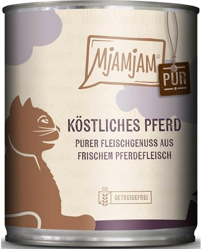 MjAMjAM - Premium Katzenfeuchtfutter - Pure Fleisch Genuss - Leckeres Pferd pur, 1 Packung (1 x 800g), Getreidefrei mit zusätzlichem Fleisch