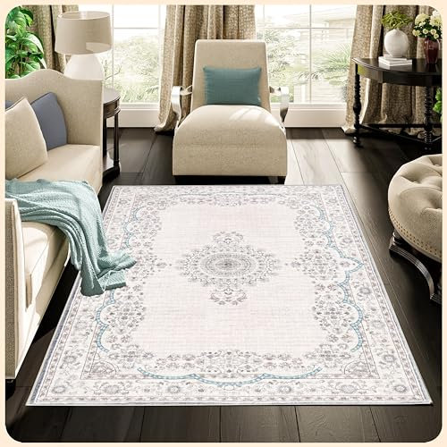 Istana Teppich, 7,6 x 12,7 cm, Rosa, Beige, Whisper/Grau/Blau – kinder- und haustierfreundlicher Eingangsteppich – faltbarer rutschfester Teppich – umweltfreundliche Materialien für Eingangsbereich,