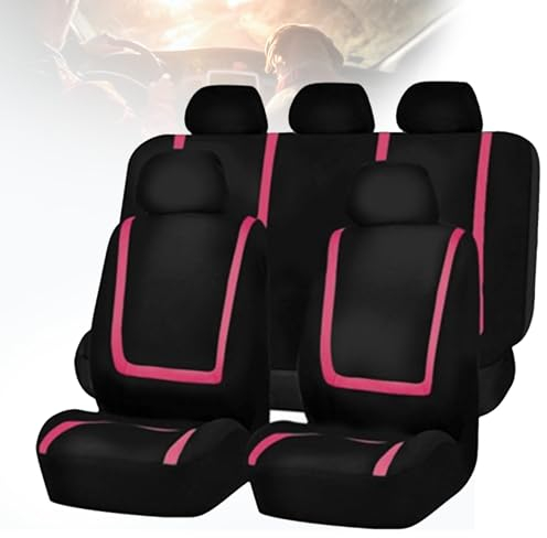 Auto Sitzbezüge Komplettset für Mercedes Vito Schwarz Rot, Auto-Schonbezüge, Autositzbezüge Set für Vordersitze und Rückbank,Pink