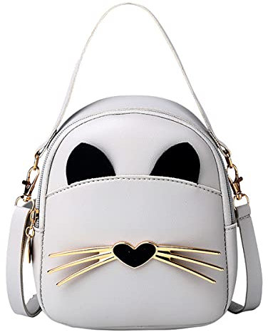 A-QMZL Umhängetasche für Mädchen Mini Crossbody Bag Schultertasche Handtaschen PU Leder Kleine Mädchenhandtasche Mini Rucksäcke für Kinder Mädchen Teenager (grau)