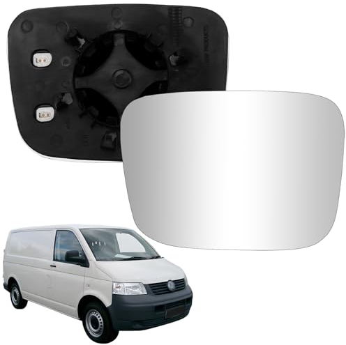 Ersatz Spiegelglas Rechts Geeignet für VW Transporter T5 2003-2009 & Caddy 2004-2015 für Beifahrerseite Außenspiegel Konvex Klar Beheizt (Rechts)