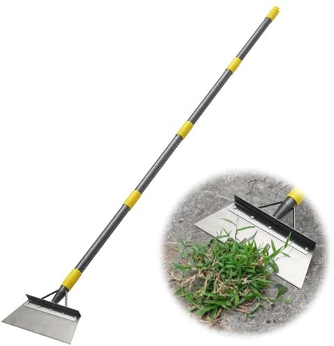 Pelle de jardin multifonction plate 163 cm avec poignée ergonomique réglable en longueur pour désherber, gratter et enlever la glace