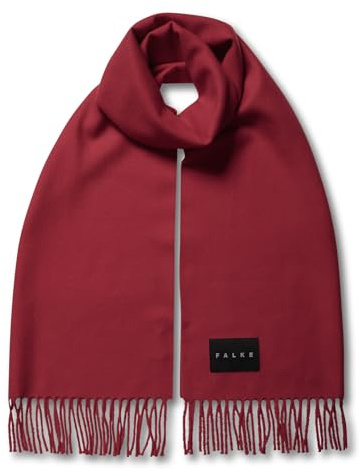FALKE Unisex Winter-Schal Basic Stola With Fringes U Sc Wolle schnelltrocknend warm 1 Stück, Rot Coral Red 8006, ONESIZE