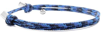 Nato Cuff - Paracord Armband 2mm und Silber 925 - Verstellbares Damen- oder Herrenschmuckstück entworfen und zusammengesetzt in Frankreich (Schwarz/Blau)