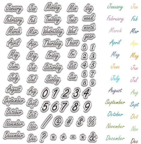 craspire Word Clear Stamps Datum Monatsnummer Wiederverwendbarer Poststempel Transparente Silikonstempelsiegel Für Journaling Kartenherstellung Dekor DIY Scrapbooking Filmrahmen Fotoalbum Dekorativ