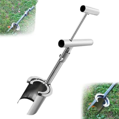 WOZLO Blumenzwiebel-Pflanzer Mit Langer Griff, Zwiebelpflanzer ， Werkzeug Zum Umpflanzen Von Pflanzen， Edelstahl-Obstbaum-Pflanzgerät Ideal für den Anbau verschiedener Gemüsesorten und Bodendecker