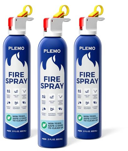 PLEMO Fire Extinguisher Home All-in-1, Car extinguisher for Kitchen, Caravan, Camping, Tackles multiple types of fire F62N, 3-Pack