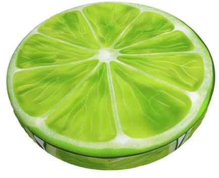 Samt Hockerbezug Rund, 3-Schichten Runde Hockerabdeckung mit Dünner Polsterung, Green Citrus Lime Fruit Barhocker Bezug Rund Dehnbar Sitzkissen Rund für Runder Hocker