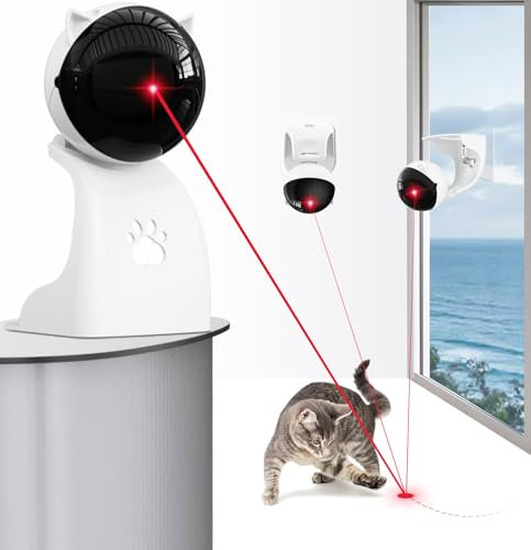Petiepaw Jouets Laser Interactifs pour Chats D'intérieur, Jouet Laser Automatique pour Chats Adultes/Chatons/Chiens Ennuyés À L'intérieur, Rechargeable par USB, 3 Modes De Vitesse