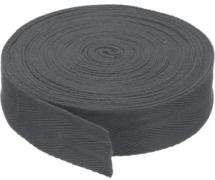 PATIKIL 1/2,5cm Baumwollköperband Baumwoll-Twillband 10 Yards Baumwollband Schrägband Herringbone-Gurtband für Nähen Geschenkverpackung Basteln DIY Dunkelgrau