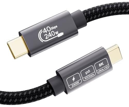 EUDOBEL Cable USB4 con Cable Thunderbolt 4 2m,Cable USB C Vídeo 8K@60Hz 4K@144Hz,Carga rápida 240W 48V/5A, 40Gbps Cable USB C Datos para Thunderbolt 3,PSSD, MacBook, iPad,iPhone 16,iPhone15,Switch