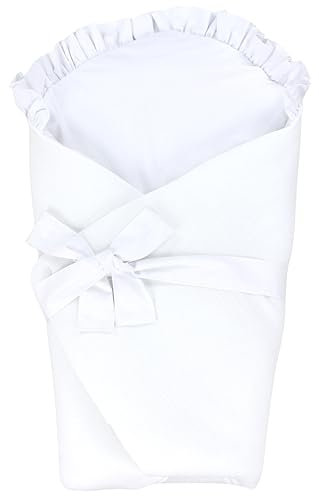 TupTam Unisex Baby Einschlagdecke mit Schleife, Farbe: Musselin/Weiß, Größe: 70 x 70 cm